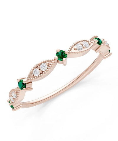 Dainty Milgrain Multi Round Stone Stack Ring