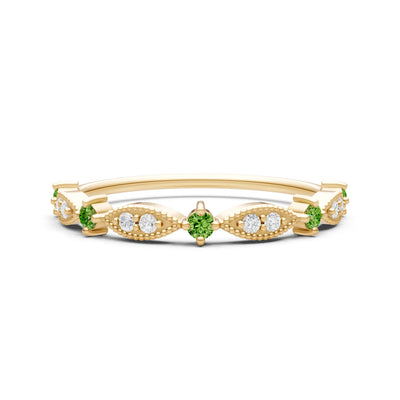 Dainty Milgrain Multi Round Stone Stack Ring