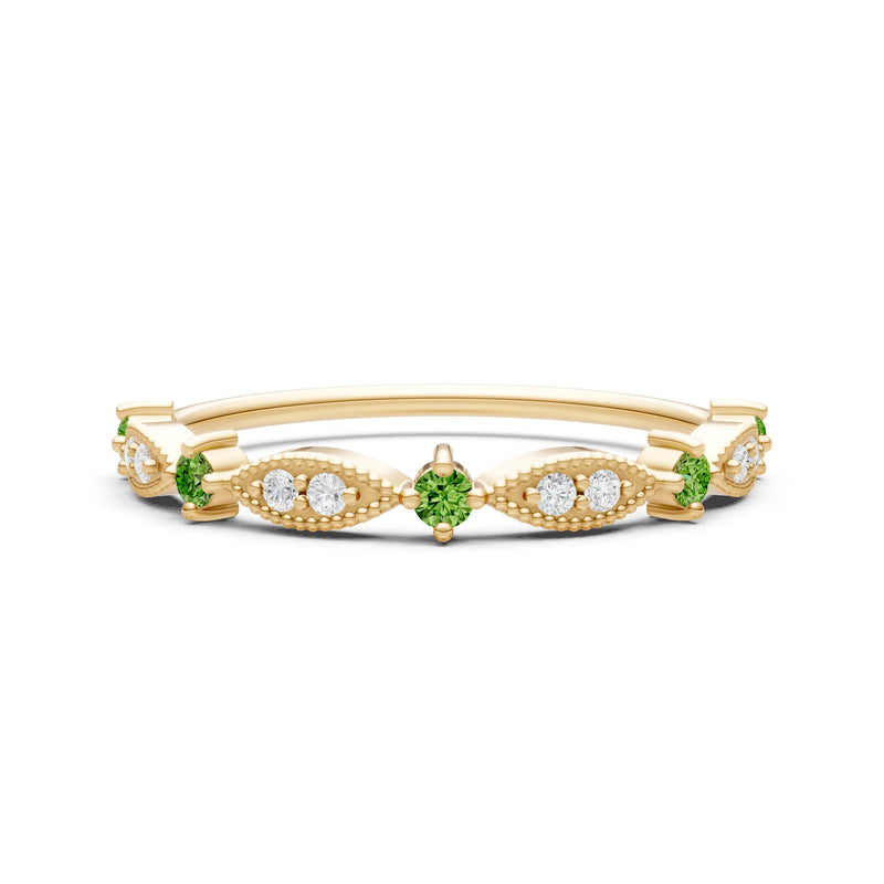 Dainty Milgrain Multi Round Stone Stack Ring