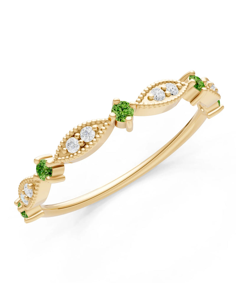 Dainty Milgrain Multi Round Stone Stack Ring