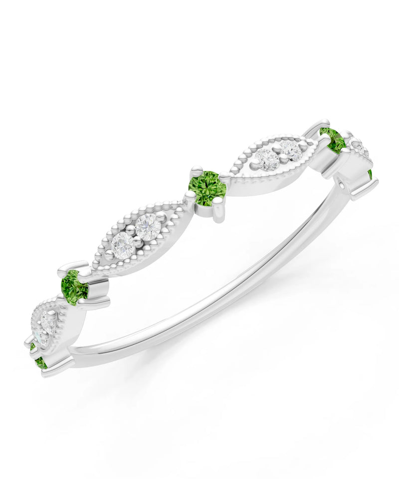 Dainty Milgrain Multi Round Stone Stack Ring