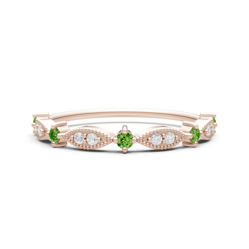 Dainty Milgrain Multi Round Stone Stack Ring