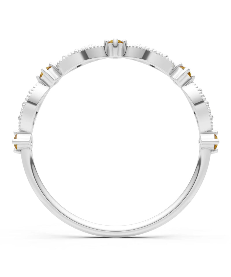Dainty Milgrain Multi Round Stone Stack Ring