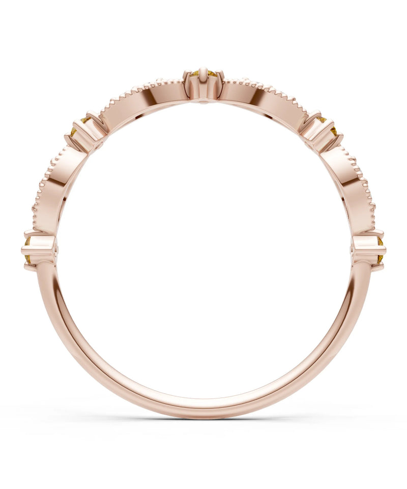 Dainty Milgrain Multi Round Stone Stack Ring