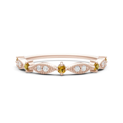 Dainty Milgrain Multi Round Stone Stack Ring