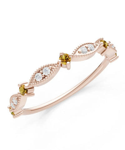 Dainty Milgrain Multi Round Stone Stack Ring