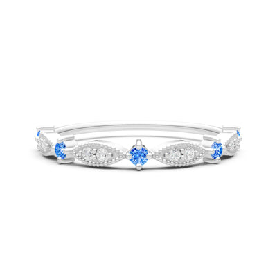 Dainty Milgrain Multi Round Stone Stack Ring