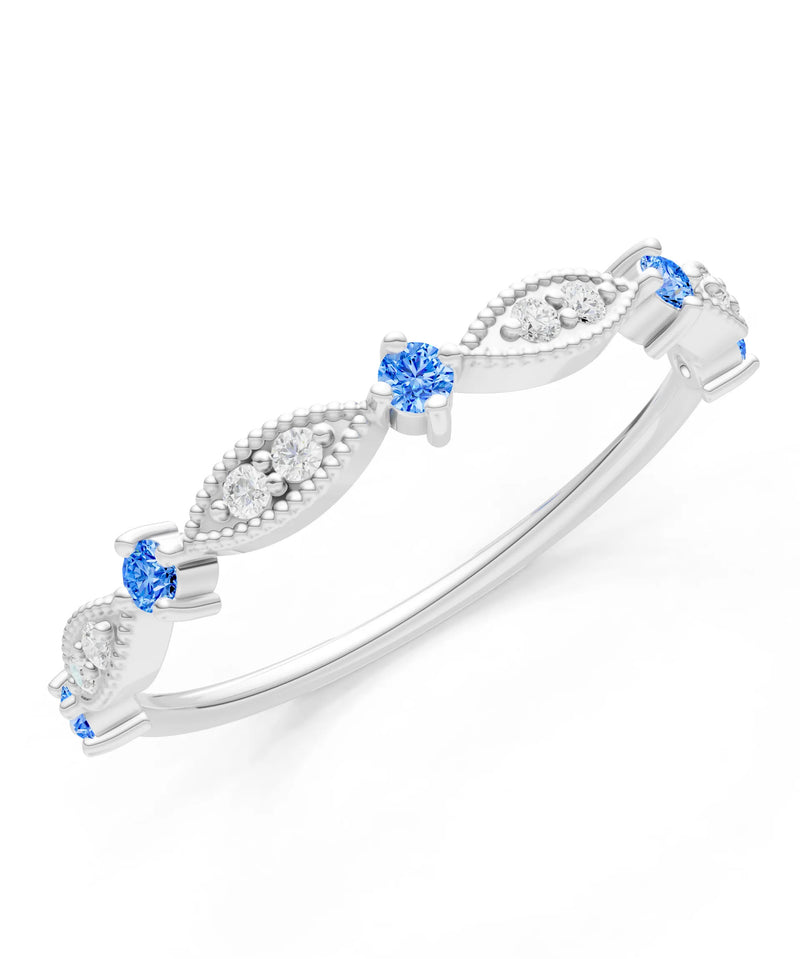 Dainty Milgrain Multi Round Stone Stack Ring