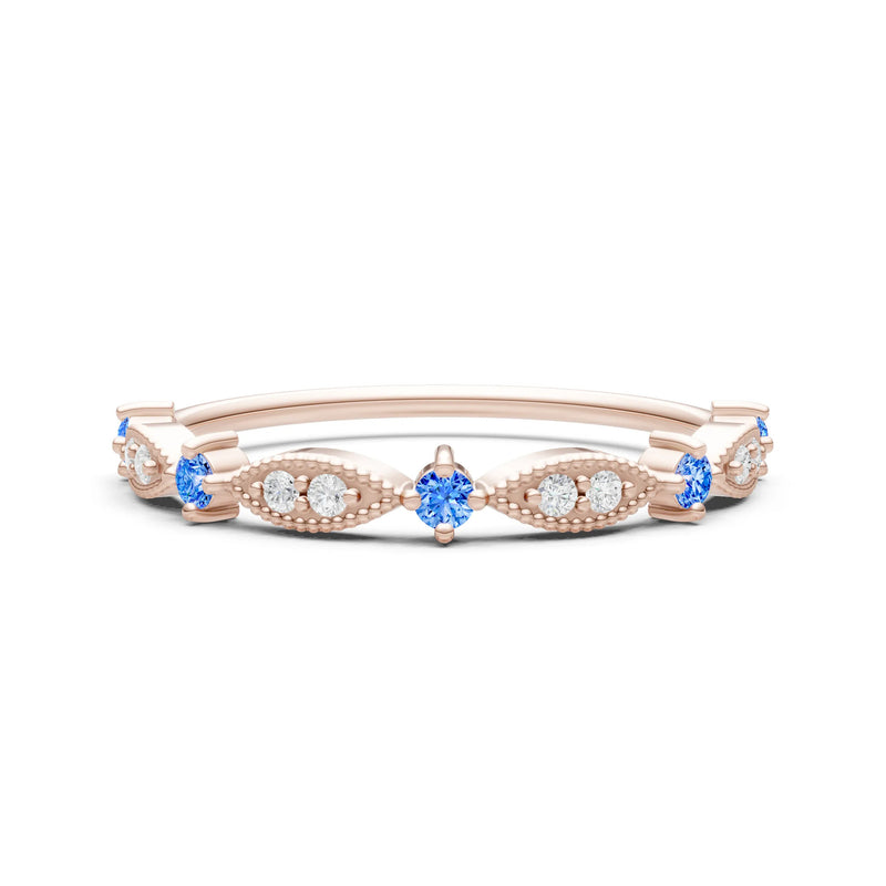 Dainty Milgrain Multi Round Stone Stack Ring