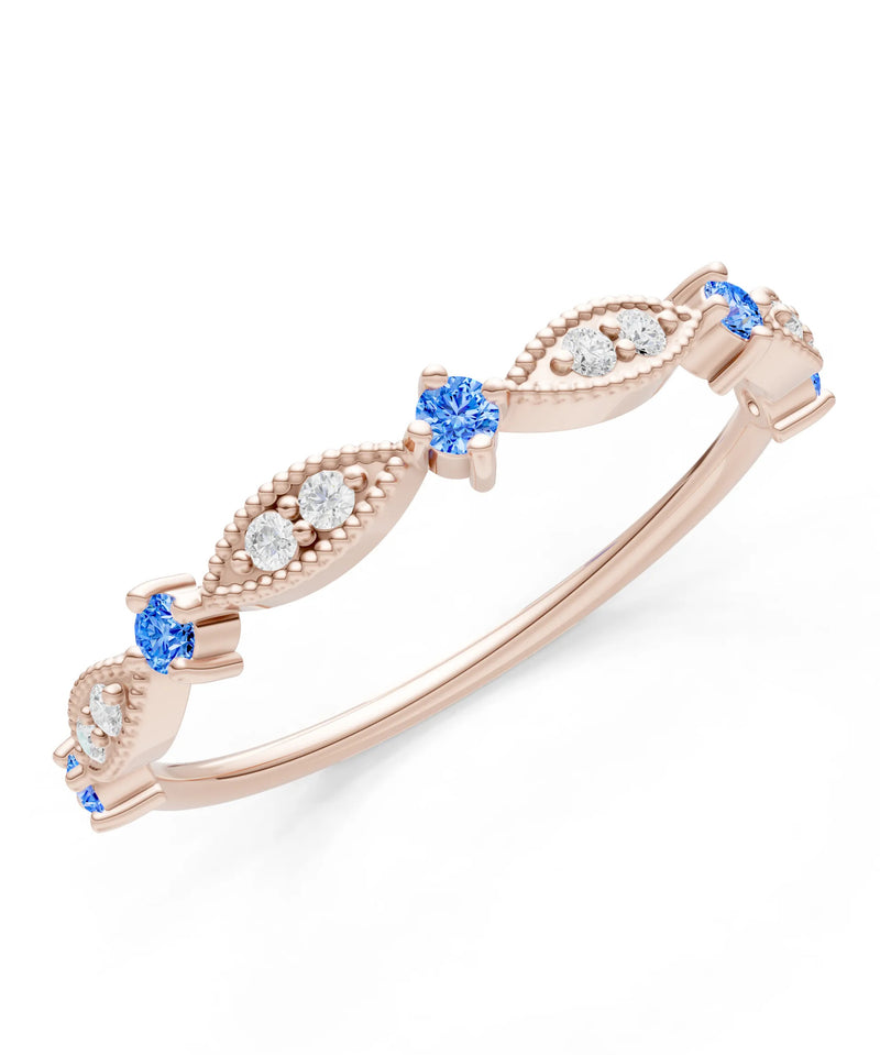 Dainty Milgrain Multi Round Stone Stack Ring