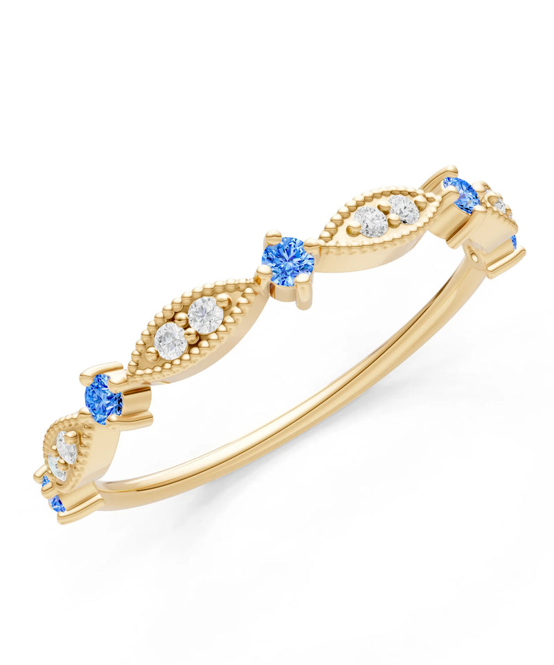 Dainty Milgrain Multi Round Stone Stack Ring