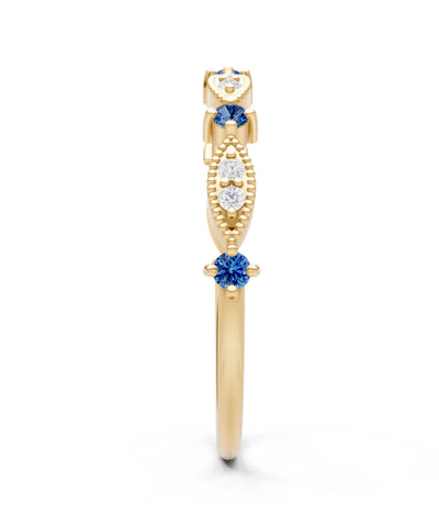 Dainty Milgrain Multi Round Stone Stack Ring