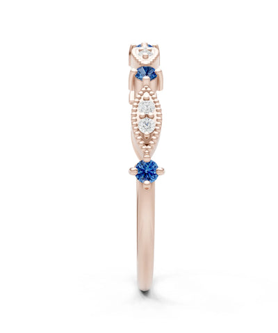 Dainty Milgrain Multi Round Stone Stack Ring
