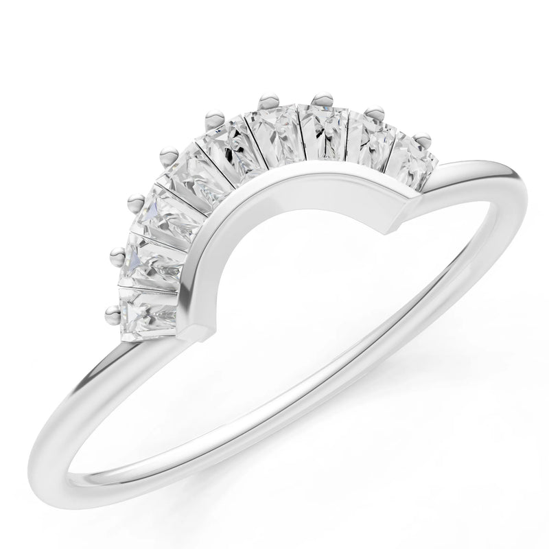 Curved Prong Bar Tapered Baguette Half Band