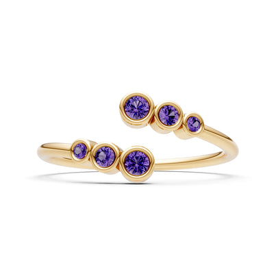 Dainty Graduated Bubble Bar Round Gemstone Half Band