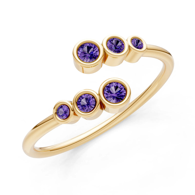 Dainty Graduated Bubble Bar Round Gemstone Half Band