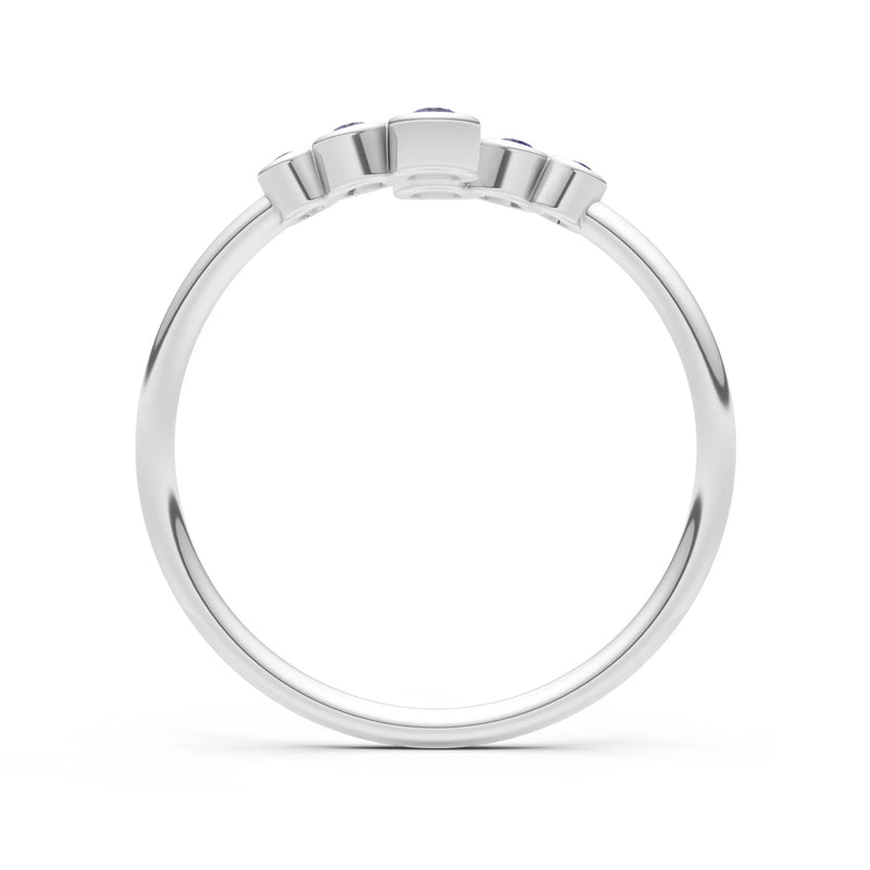 Dainty Graduated Bubble Bar Round Gemstone Half Band