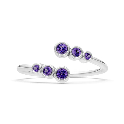 Dainty Graduated Bubble Bar Round Gemstone Half Band
