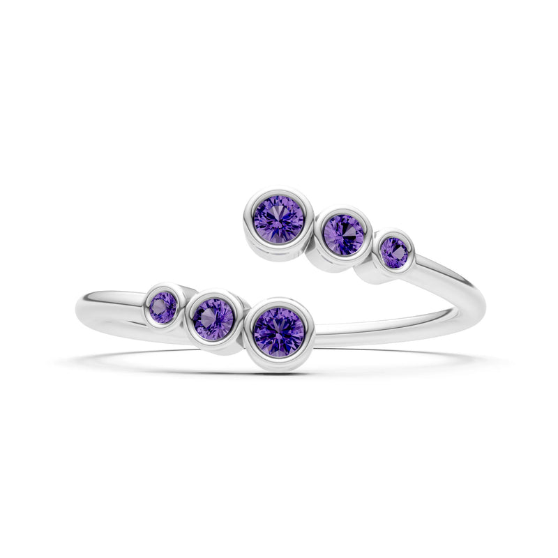Dainty Graduated Bubble Bar Round Gemstone Half Band