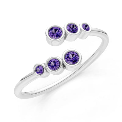 Dainty Graduated Bubble Bar Round Gemstone Half Band
