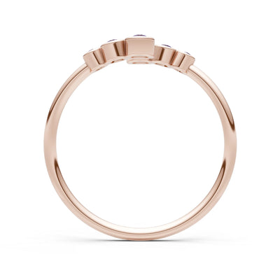 Dainty Graduated Bubble Bar Round Gemstone Half Band