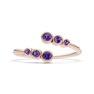 Dainty Graduated Bubble Bar Round Gemstone Half Band