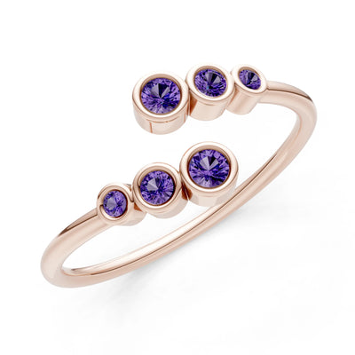 Dainty Graduated Bubble Bar Round Gemstone Half Band