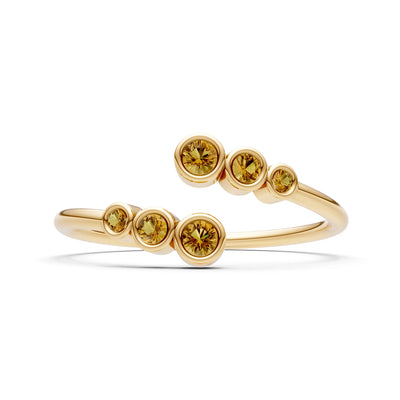 Dainty Graduated Bubble Bar Round Gemstone Half Band