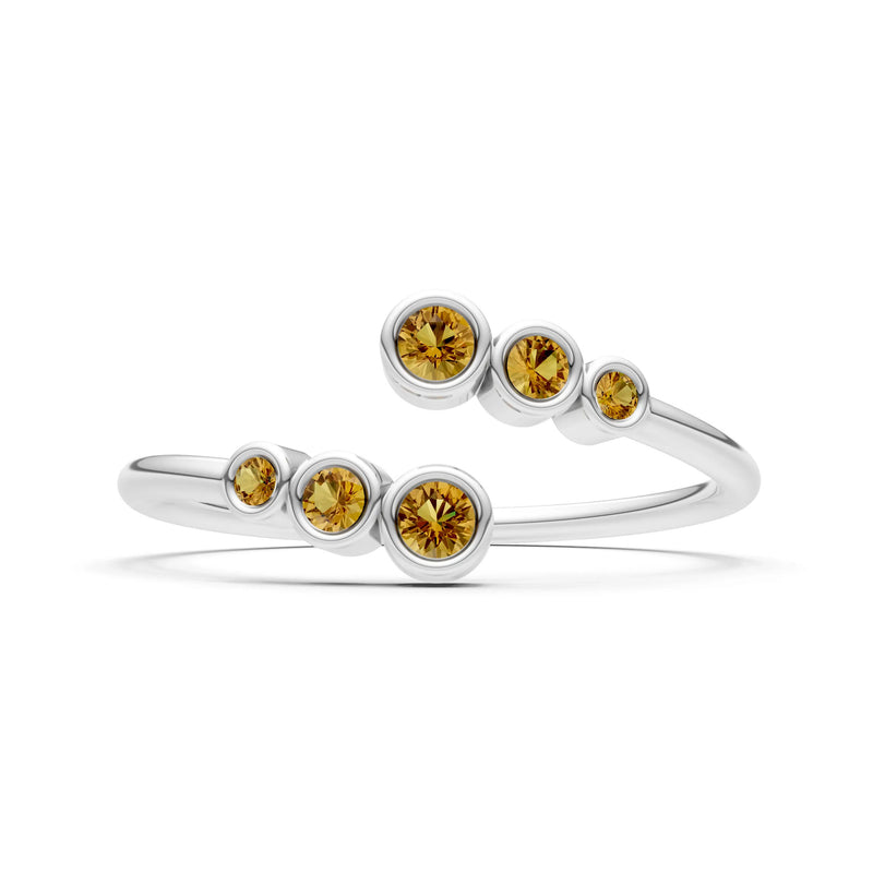 Dainty Graduated Bubble Bar Round Gemstone Half Band