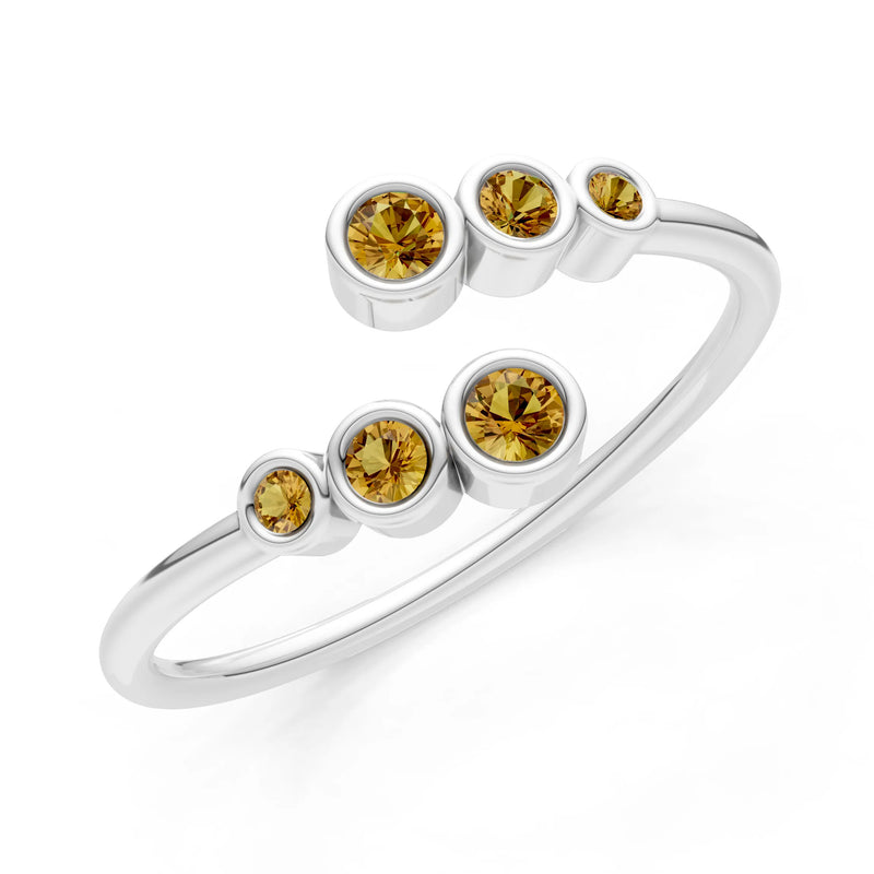 Dainty Graduated Bubble Bar Round Gemstone Half Band