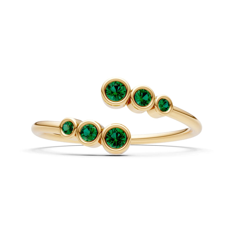 Dainty Graduated Bubble Bar Round Gemstone Half Band