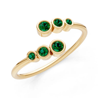 Dainty Graduated Bubble Bar Round Gemstone Half Band
