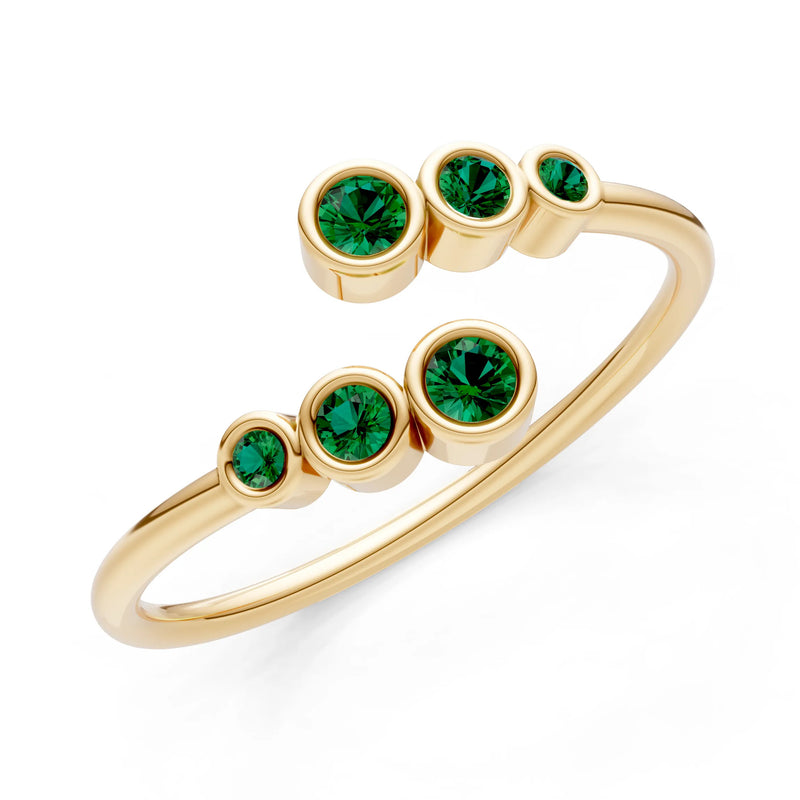 Dainty Graduated Bubble Bar Round Gemstone Half Band