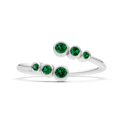 Dainty Graduated Bubble Bar Round Gemstone Half Band