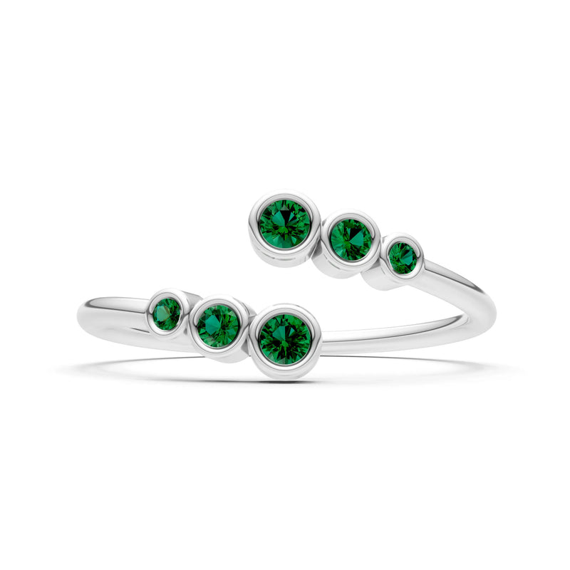 Dainty Graduated Bubble Bar Round Gemstone Half Band