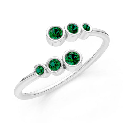 Dainty Graduated Bubble Bar Round Gemstone Half Band