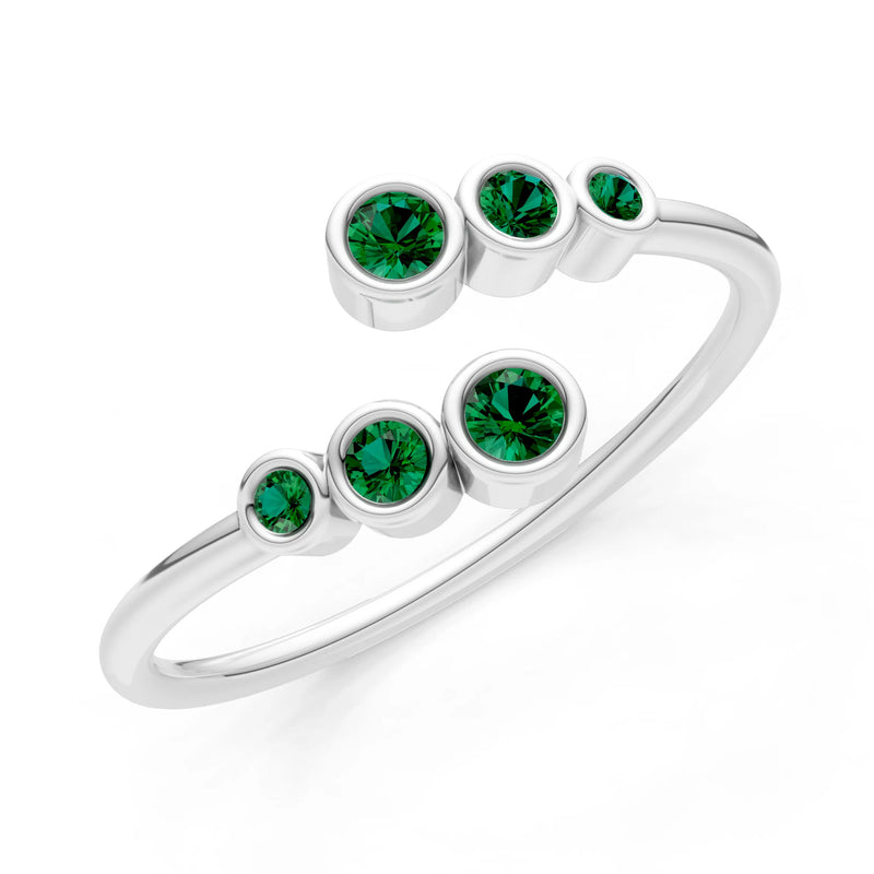 Dainty Graduated Bubble Bar Round Gemstone Half Band