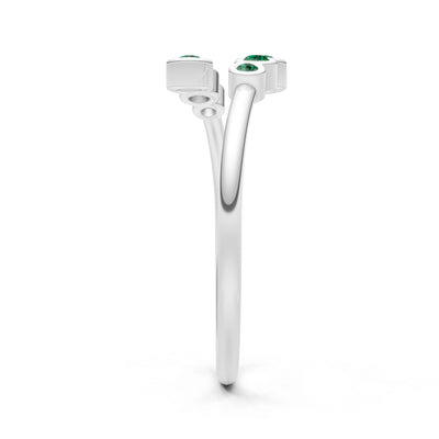 Emerald Dainty Graduated Bubble Bar Round Cut Half Band