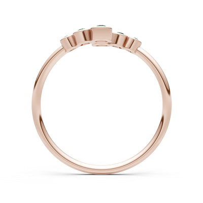 Dainty Graduated Bubble Bar Round Gemstone Half Band
