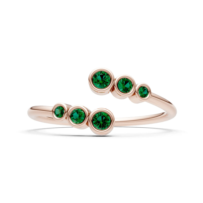 Dainty Graduated Bubble Bar Round Gemstone Half Band