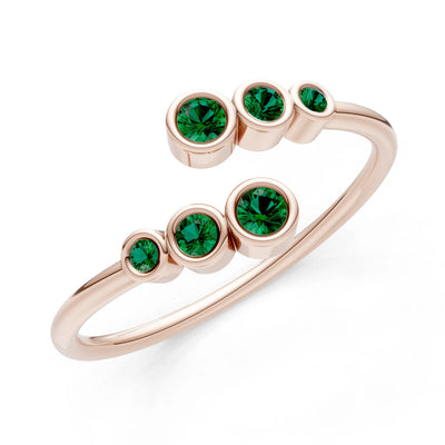 Dainty Graduated Bubble Bar Round Gemstone Half Band