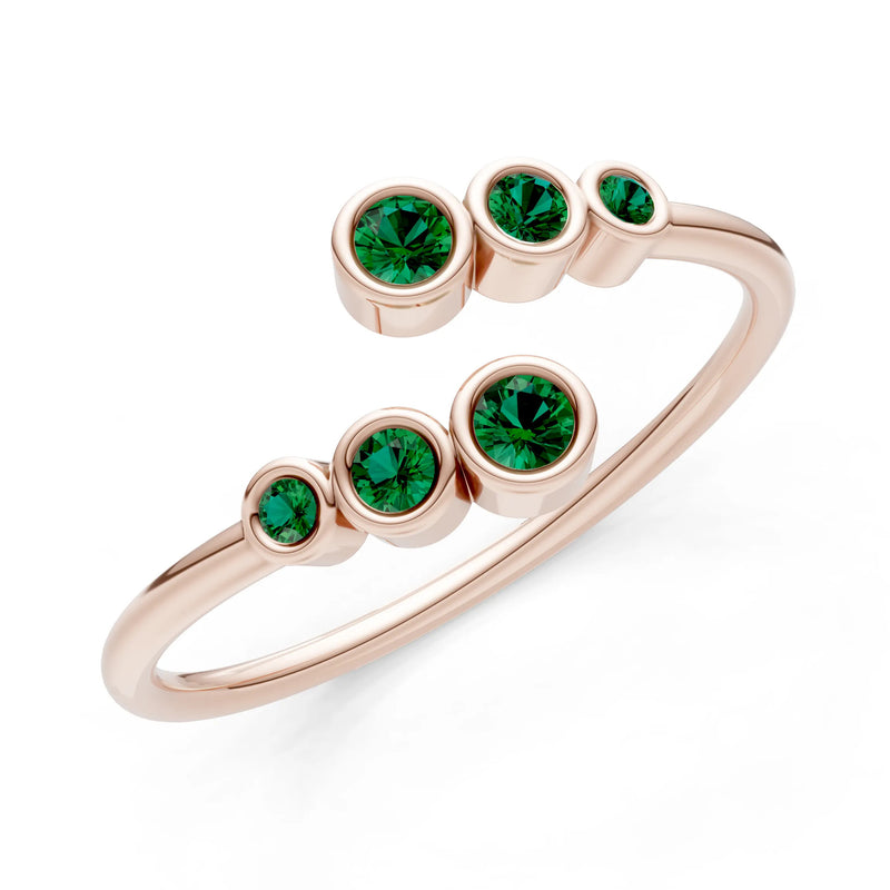 Dainty Graduated Bubble Bar Round Gemstone Half Band
