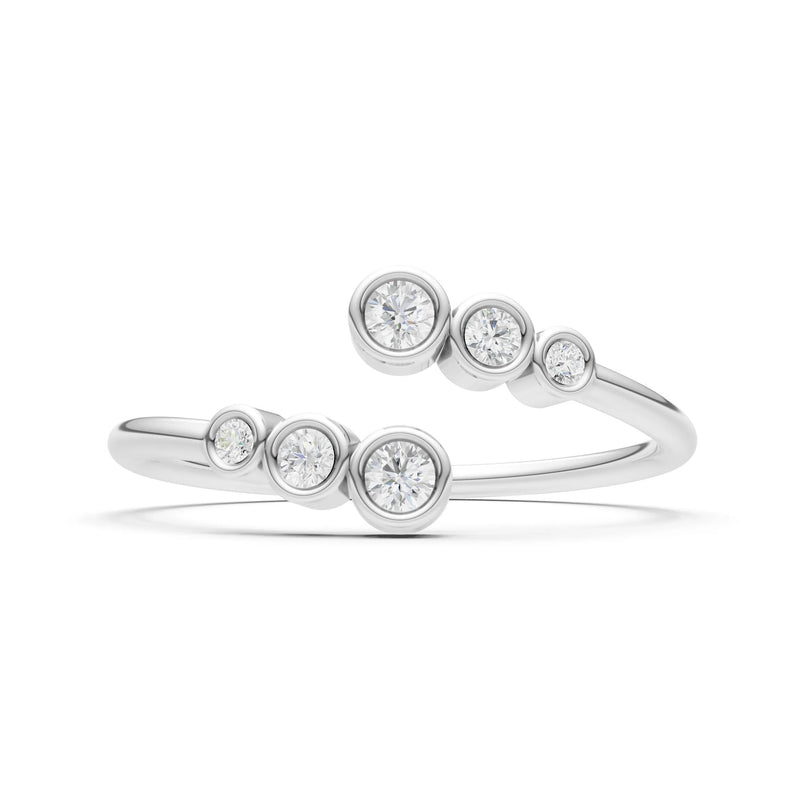 Dainty Graduated Bubble Bar Round Gemstone Half Band