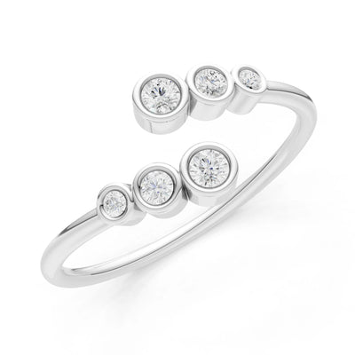 Dainty Graduated Bubble Bar Round Gemstone Half Band