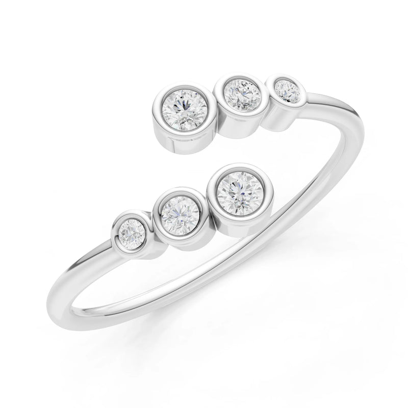 Dainty Graduated Bubble Bar Round Gemstone Half Band