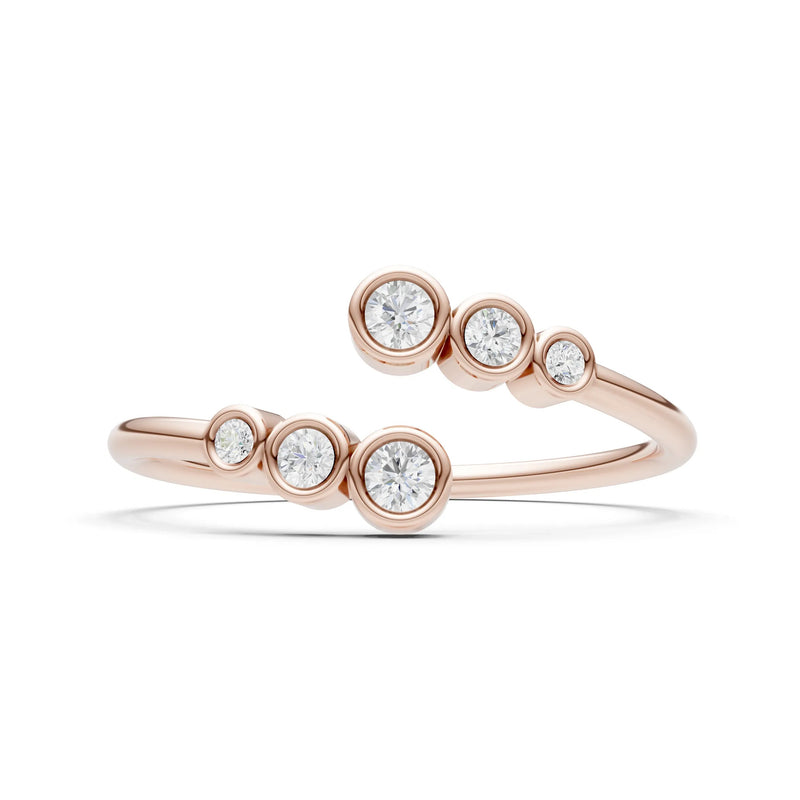 Dainty Graduated Bubble Bar Round Gemstone Half Band