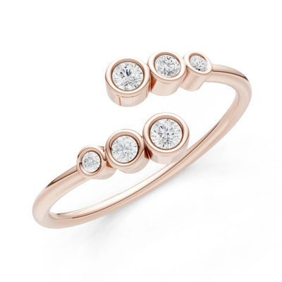 Dainty Graduated Bubble Bar Round Gemstone Half Band