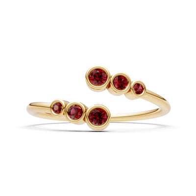 Dainty Graduated Bubble Bar Round Gemstone Half Band