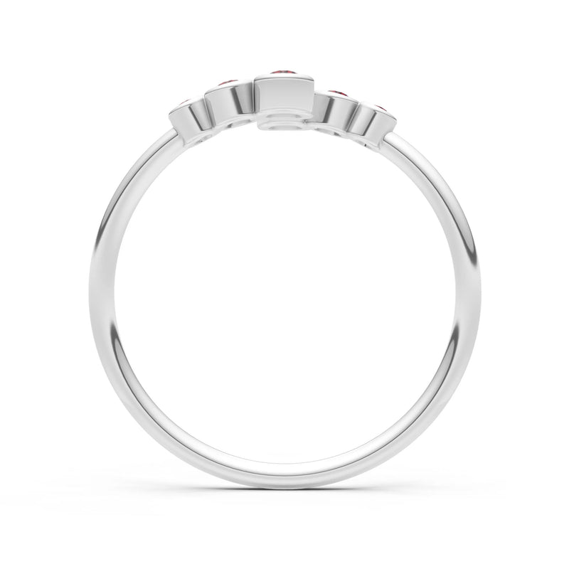 Dainty Graduated Bubble Bar Round Gemstone Half Band