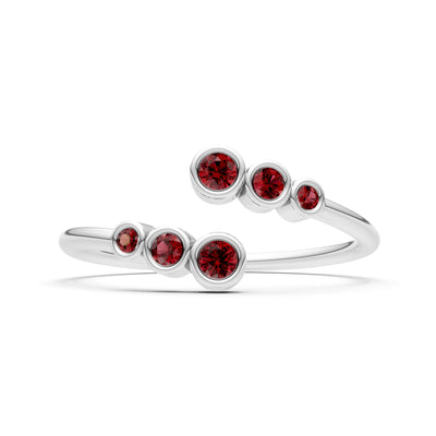 Dainty Graduated Bubble Bar Round Gemstone Half Band